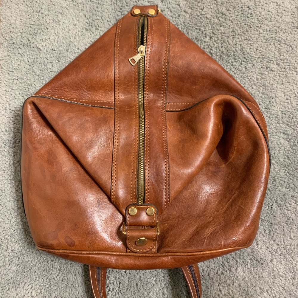 Italian Brown Leather Backpack/Bucket Bag